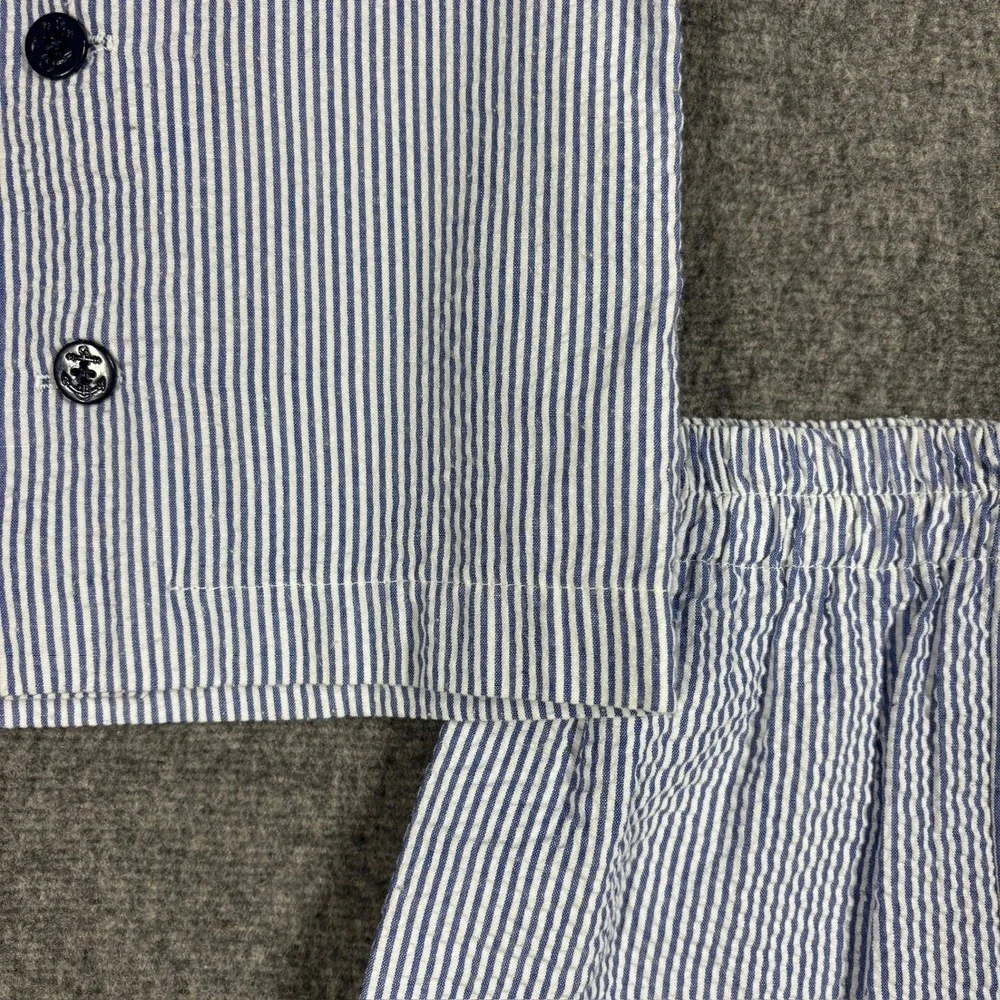 Funtasia Too Boys Sailor Seersucker Set Blue Stripe Anchor Buttons 4T 58200